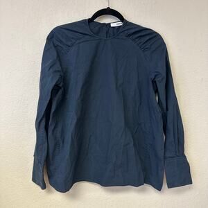 Thakoon Cotton Long Sleeve Blouse Navy Size XS
